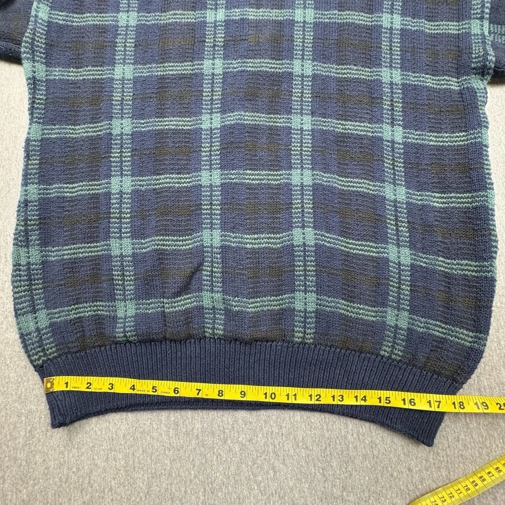 Old Glory Sweater Green Blue Mens Sz L Heavy Cotton Made in USA Vtg Knit Grandpa
